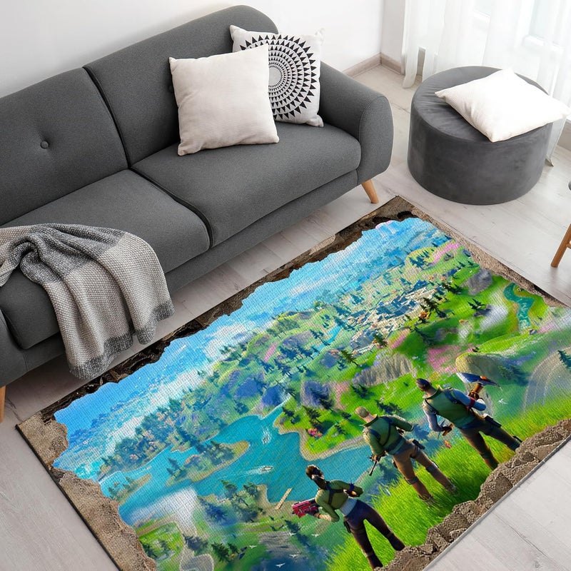 DreamController Fortnight Custom Rugs for Gamer Room (62x40inch)| Playroom Carpets Inspired by Games & Anime Decor for Gamers | Gamer Room Decor for Kids Teen Anti-Slip Gaming Mats - Image 1